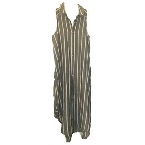 KORI America Striped Collared Maxi Dress - SIZE S